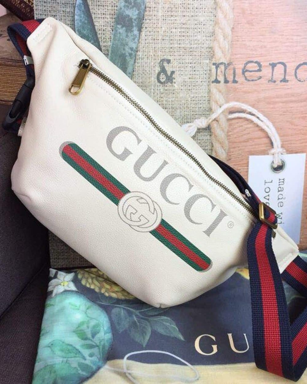 1:1 Replica Gucci Print Waist Belt Bag White For Women And Men 15in/39cm GG 530412