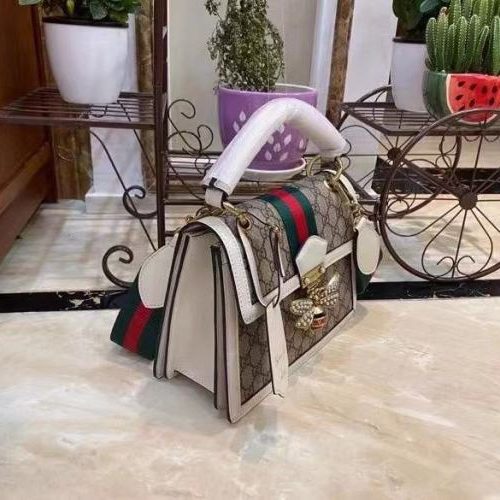 1:1 Replica Gucci Queen Margaret GG Small Top Handle Bag Beige And Ebony GG Supreme Canvas For Women 10in/26cm GG 476541
