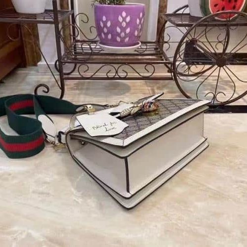 1:1 Replica Gucci Queen Margaret GG Small Top Handle Bag Beige And Ebony GG Supreme Canvas For Women 10in/26cm GG 476541