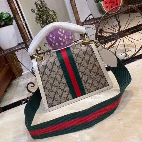 1:1 Replica Gucci Queen Margaret GG Small Top Handle Bag Beige And Ebony GG Supreme Canvas For Women 10in/26cm GG 476541