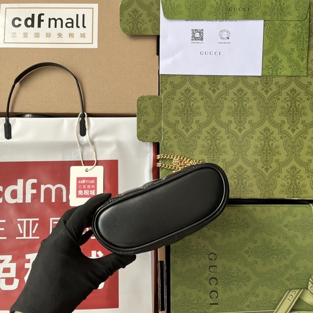 1:1 Replica Gucci Quilted GG Mini Handbag Black For Women, Women's Bags 6.3in/16cm GG 723770 UM8IG 1000 - Image 3