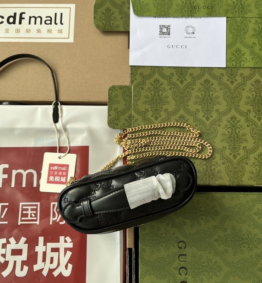 1:1 Replica Gucci Quilted GG Mini Handbag Black For Women, Women's Bags 6.3in/16cm GG 723770 UM8IG 1000