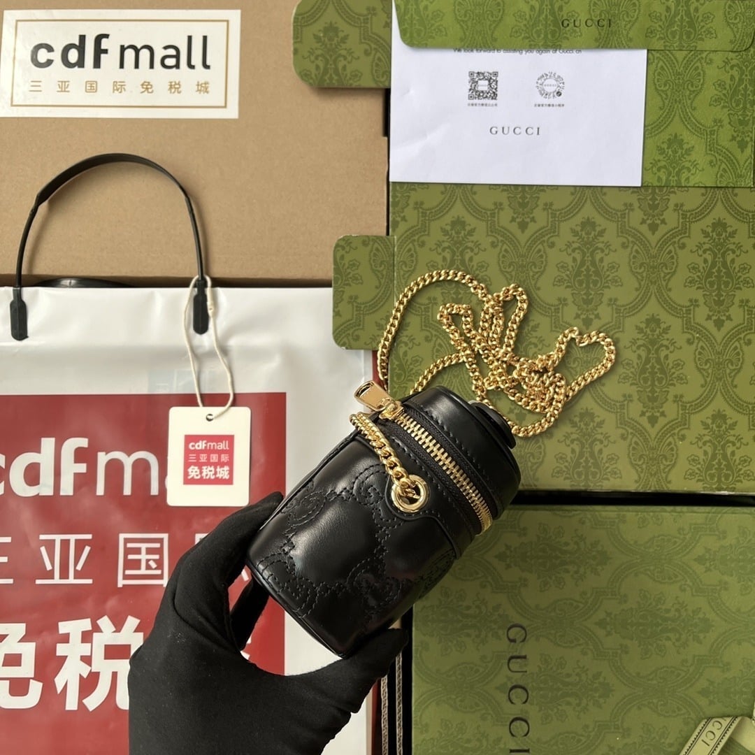 1:1 Replica Gucci Quilted GG Mini Handbag Black For Women, Women's Bags 6.3in/16cm GG 723770 UM8IG 1000 - Image 8