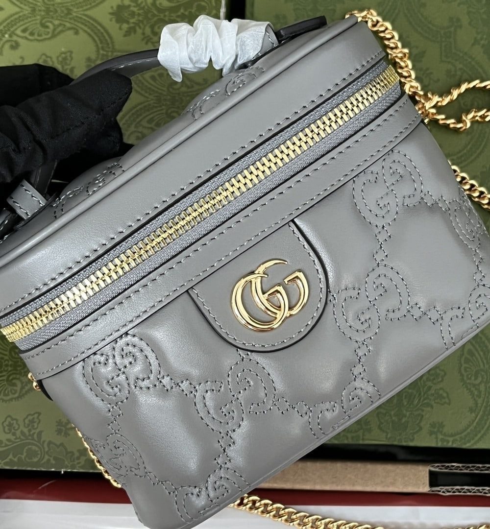 1:1 Replica Gucci Quilted GG Mini Handbag Gray For Women, Women's Bags 6.3in/16cm GG 723770 UM8IG 1275