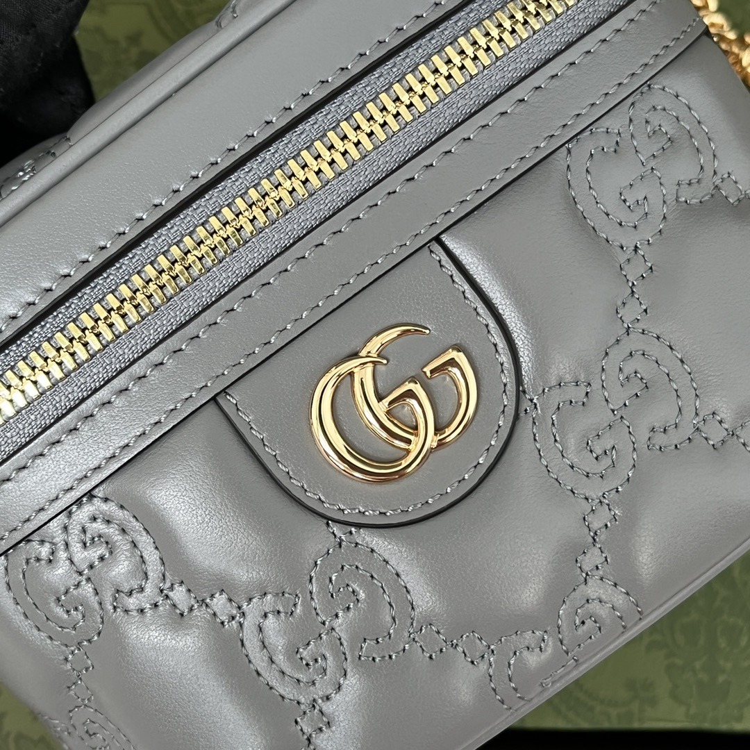 1:1 Replica Gucci Quilted GG Mini Handbag Gray For Women, Women's Bags 6.3in/16cm GG 723770 UM8IG 1275 - Image 9