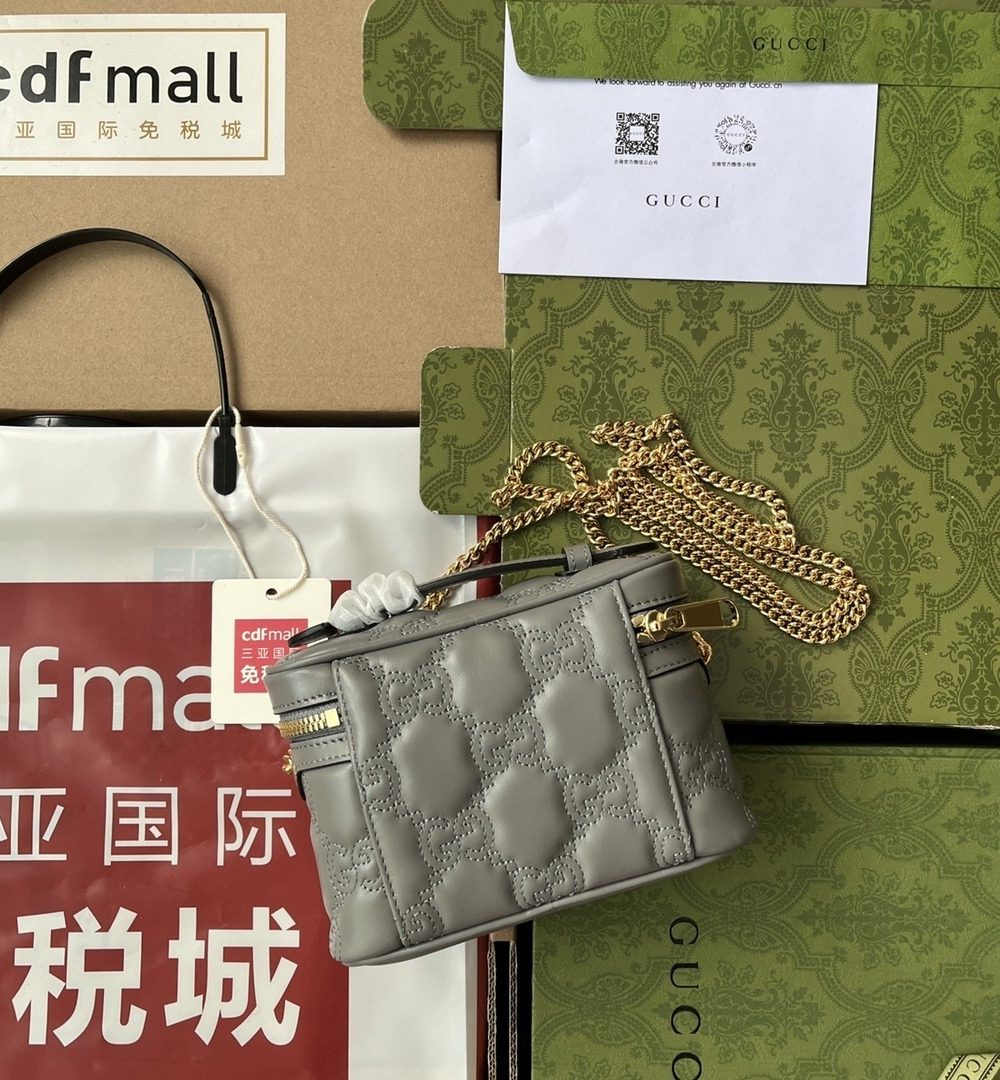 1:1 Replica Gucci Quilted GG Mini Handbag Gray For Women, Women's Bags 6.3in/16cm GG 723770 UM8IG 1275
