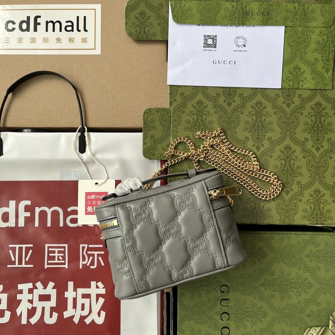 1:1 Replica Gucci Quilted GG Mini Handbag Gray For Women, Women's Bags 6.3in/16cm GG 723770 UM8IG 1275 - Image 3