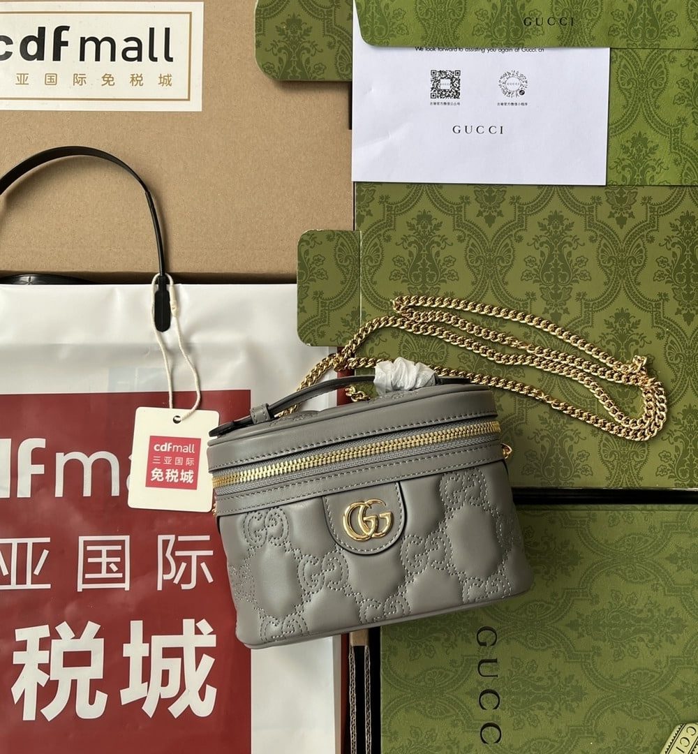 1:1 Replica Gucci Quilted GG Mini Handbag Gray For Women, Women's Bags 6.3in/16cm GG 723770 UM8IG 1275