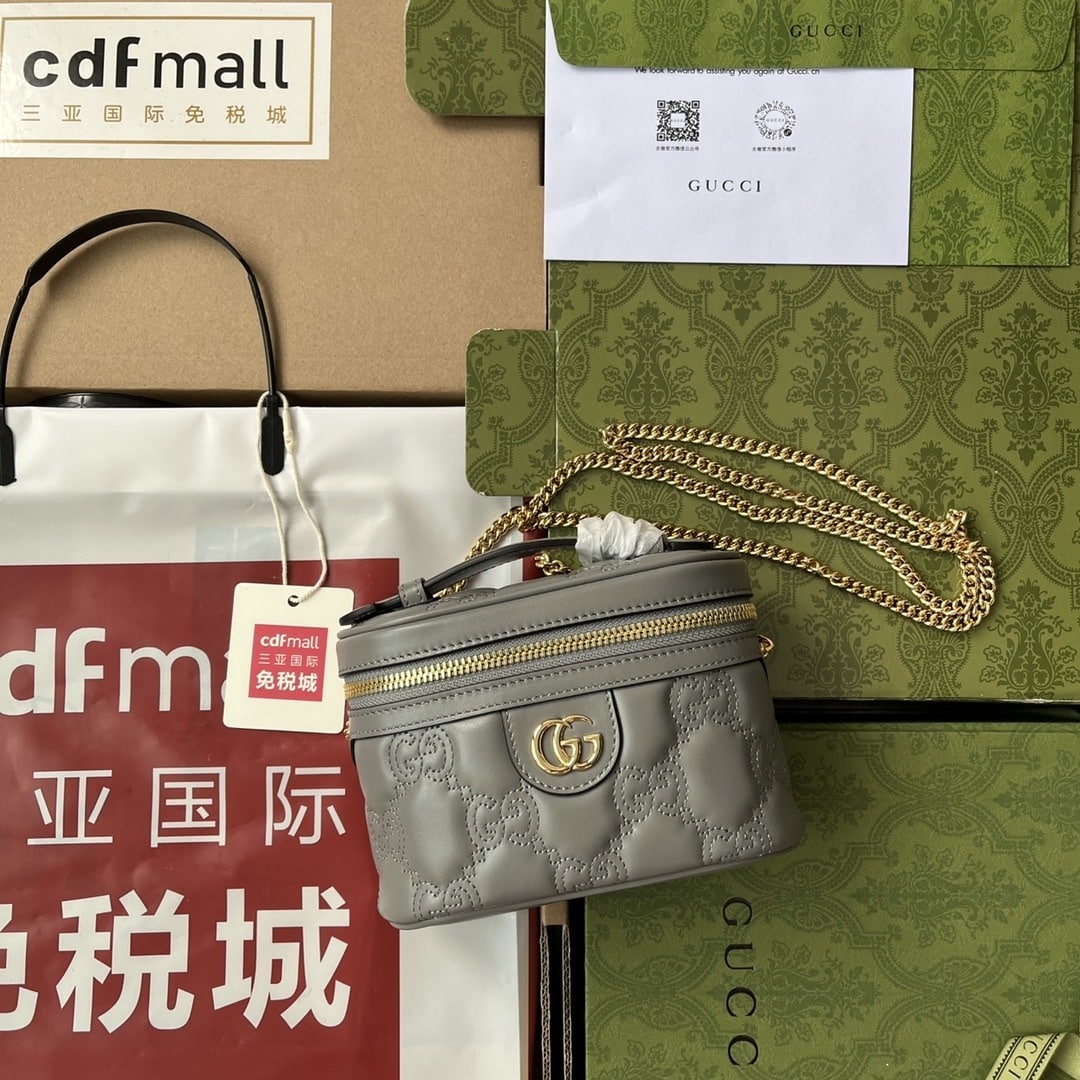 1:1 Replica Gucci Quilted GG Mini Handbag Gray For Women, Women's Bags 6.3in/16cm GG 723770 UM8IG 1275