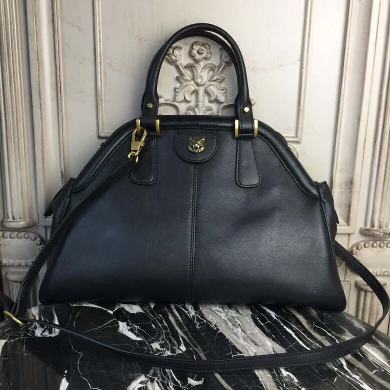 1:1 Replica Gucci Re(Belle) Large Top Handle Bag Black For Women 15.75in/40cm GG - Image 4