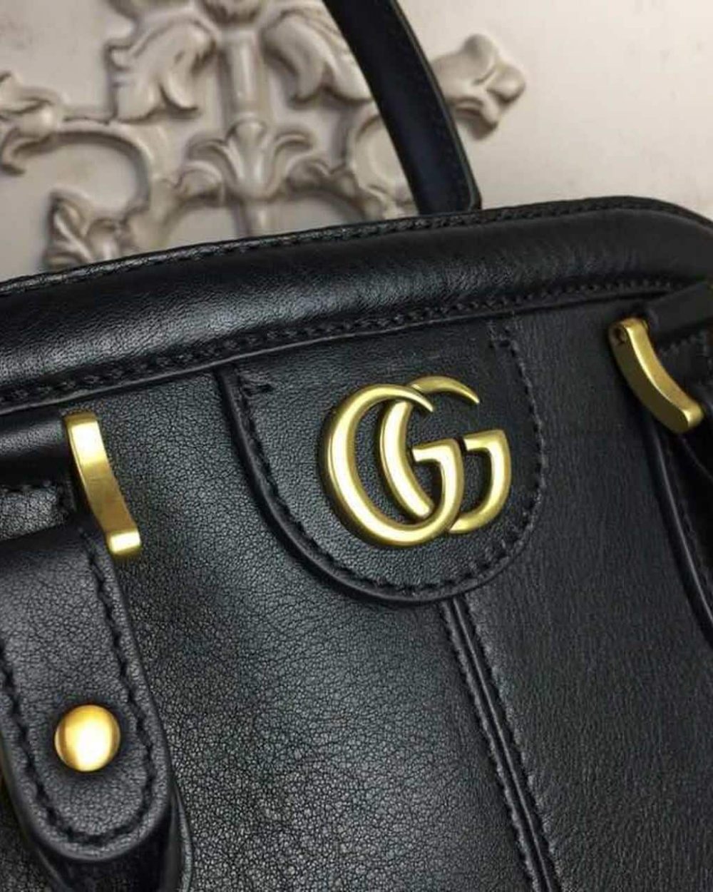 1:1 Replica Gucci Re(Belle) Large Top Handle Bag Black For Women 15.75in/40cm GG