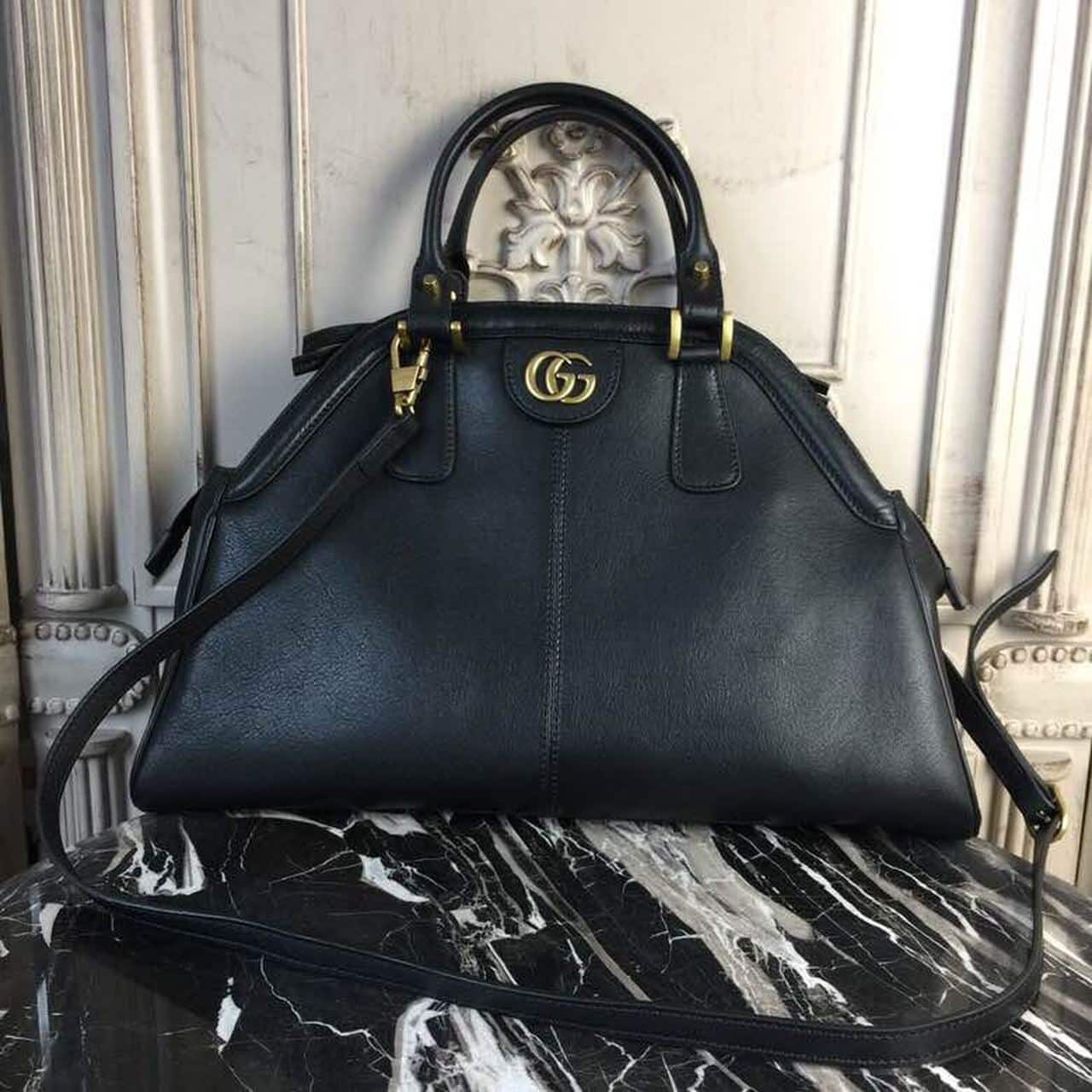 1:1 Replica Gucci Re(Belle) Large Top Handle Bag Black For Women 15.75in/40cm GG