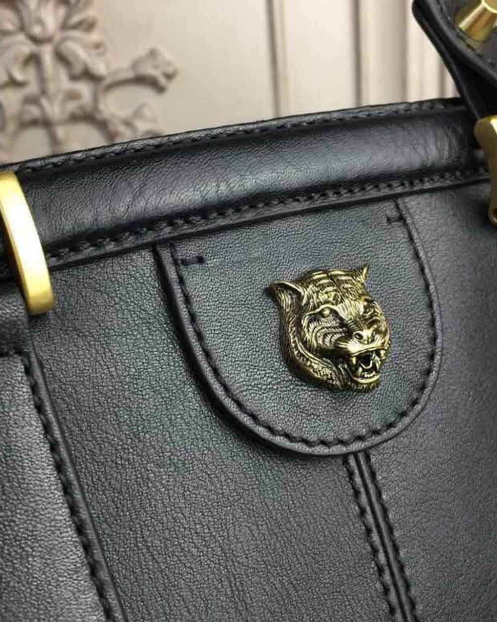 1:1 Replica Gucci Re(Belle) Large Top Handle Bag Black For Women 15.75in/40cm GG