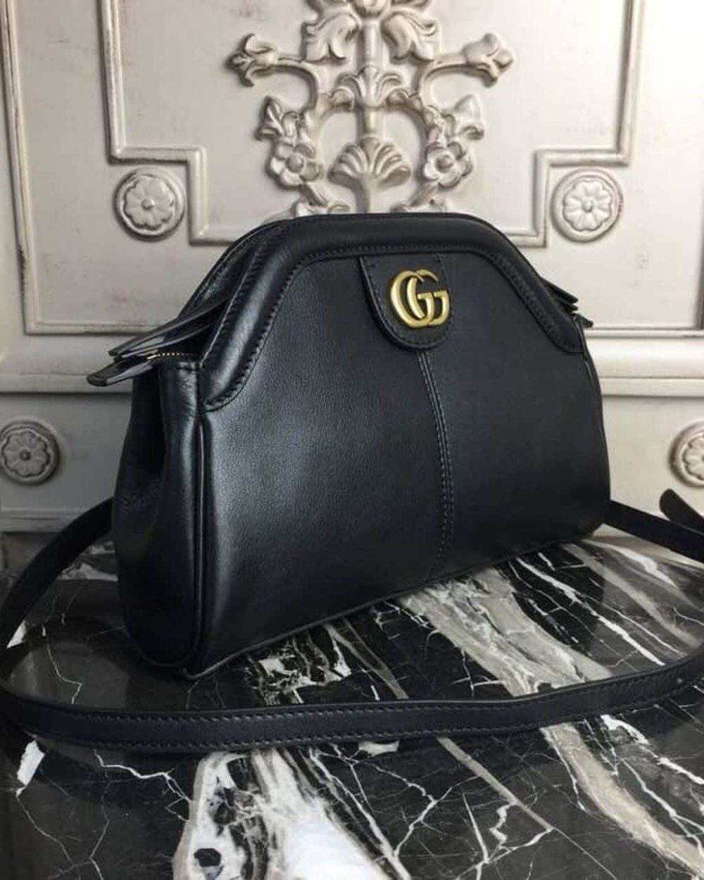 1:1 Replica Gucci RE(BELLE) Medium Top Handle Bag Black For Women 10.7in/27cm GG