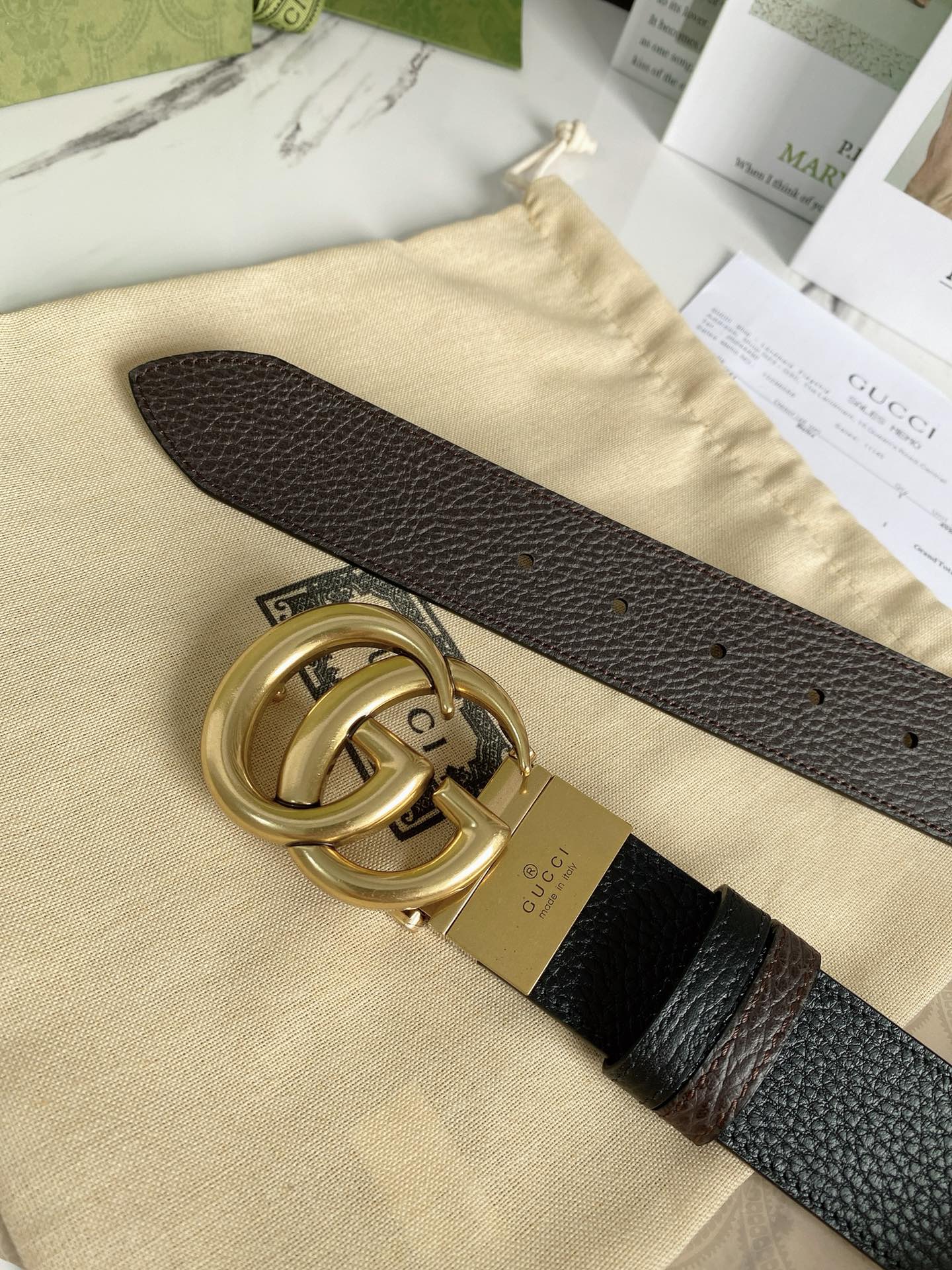 1:1 Replica Gucci Reversible Belt With Double G Buckle Black/Light Brown, GG Women Belt 643847 CAO2T 8170 - Image 7