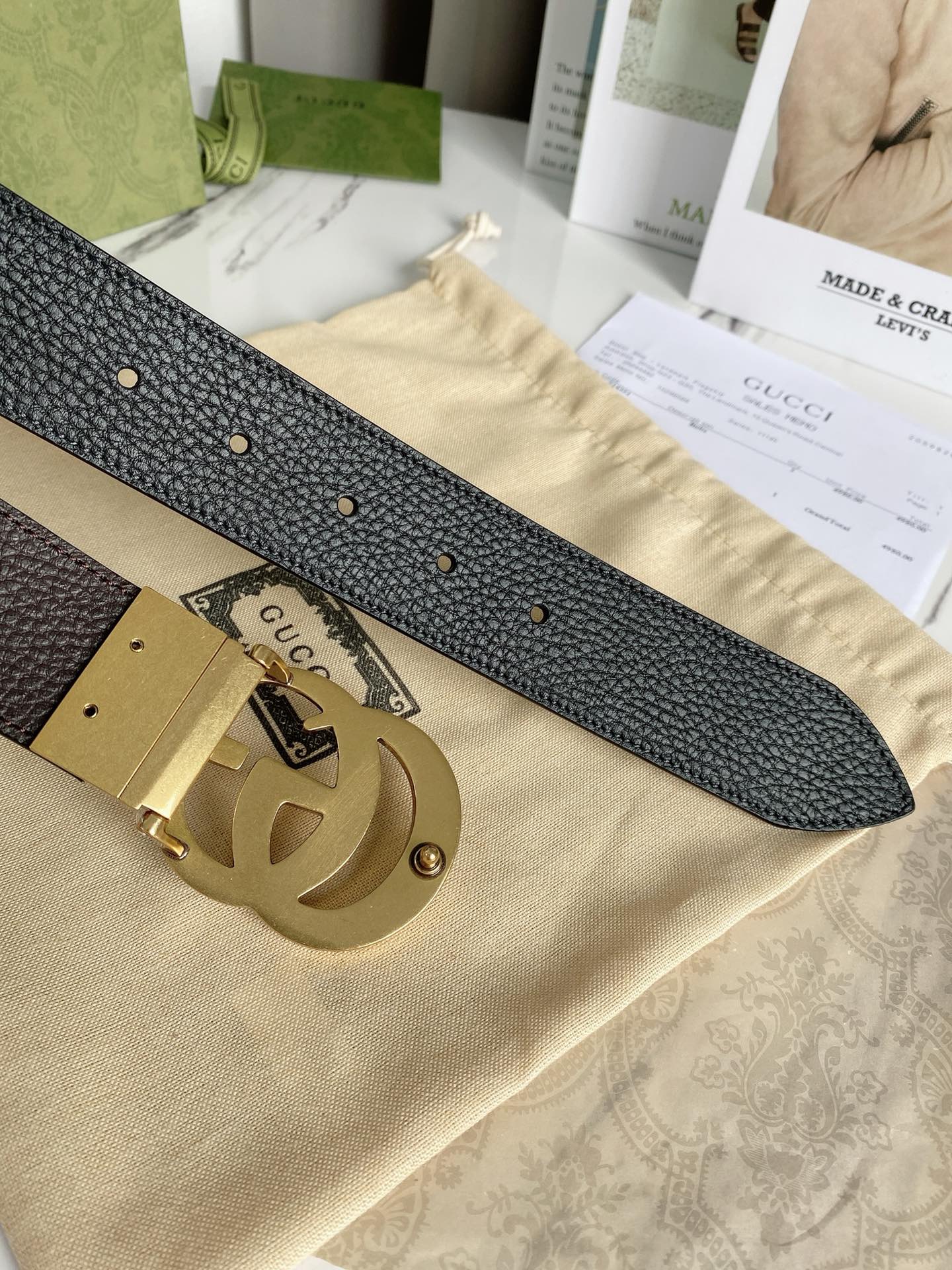 1:1 Replica Gucci Reversible Belt With Double G Buckle Black/Light Brown, GG Women Belt 643847 CAO2T 8170 - Image 6