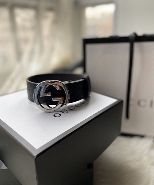 1:1 Replica Gucci Reversible Gucci Signature Belt Black GG, Women Belt ‎473030 CWCWN 1070