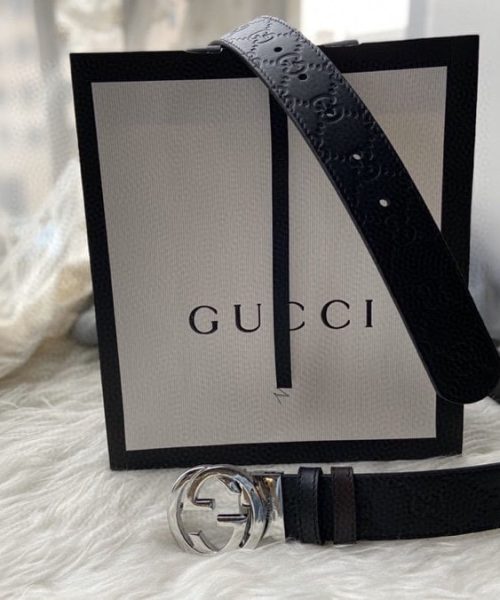 1:1 Replica Gucci Reversible Gucci Signature Belt Black GG, Women Belt ‎473030 CWCWN 1070