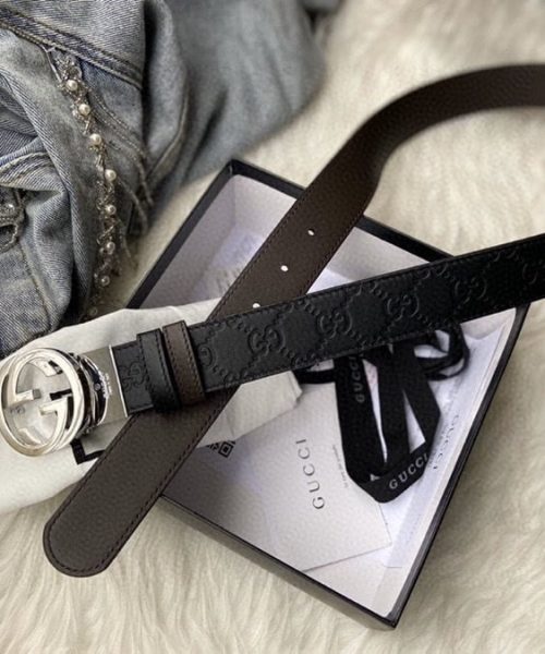 1:1 Replica Gucci Reversible Gucci Signature Belt Black GG, Women Belt ‎473030 CWCWN 1070