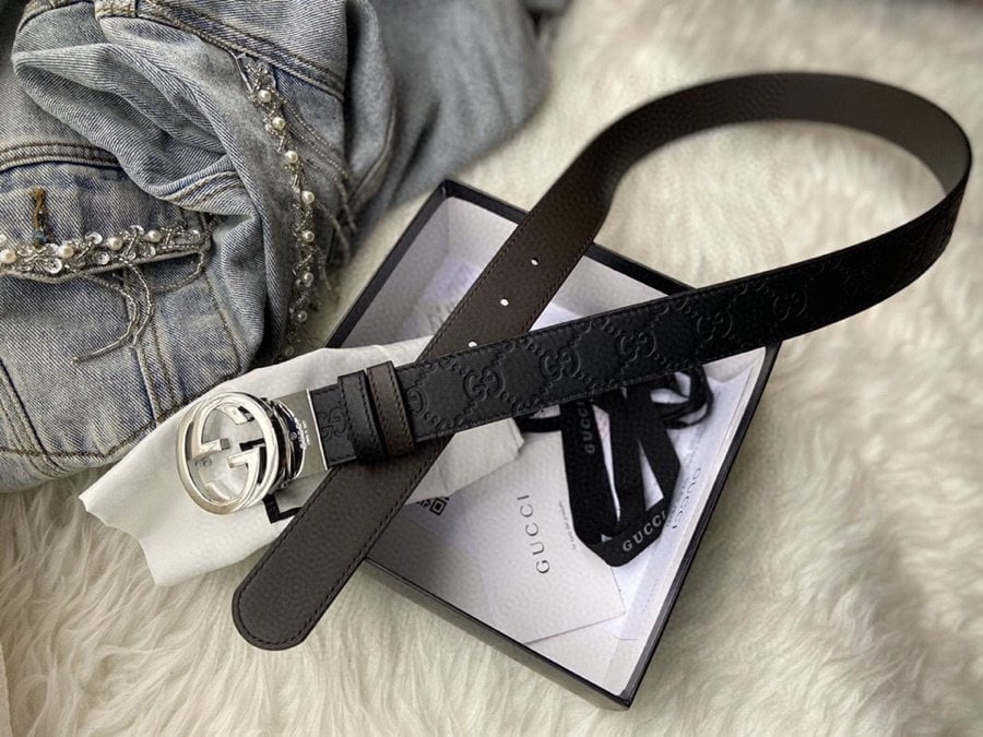 1:1 Replica Gucci Reversible Gucci Signature Belt Black GG, Women Belt 473030 CWCWN 1070