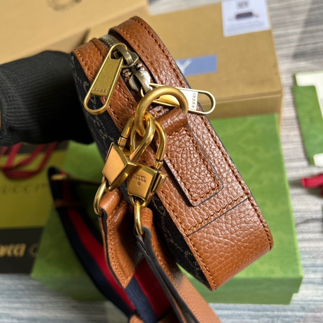 1:1 Replica Gucci Shoulder Bag With Interlocking G Blue And Ivory GG Denim Jacquard For Women 9.6in/24.5cm GG - Image 5