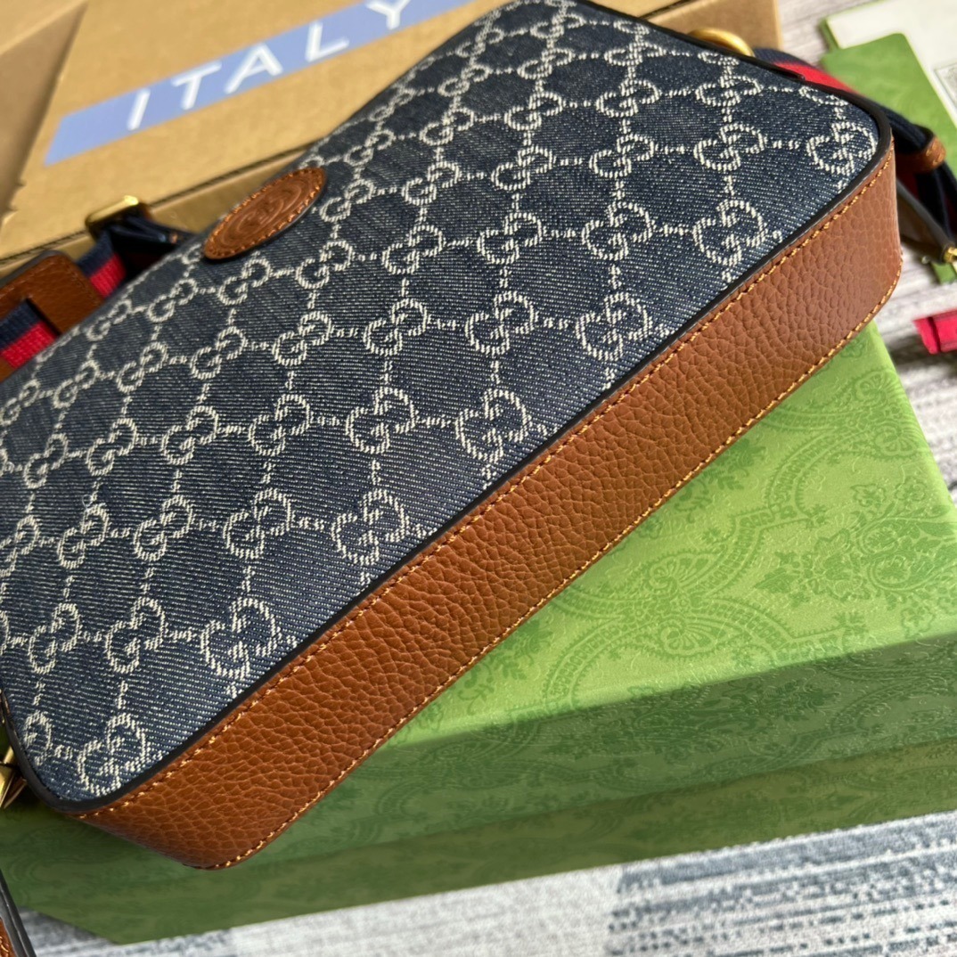1:1 Replica Gucci Shoulder Bag With Interlocking G Blue And Ivory GG Denim Jacquard For Women 9.6in/24.5cm GG - Image 2