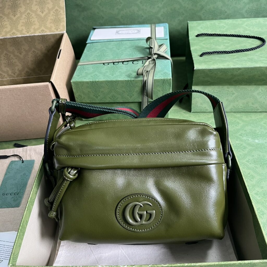 1:1 Replica Gucci Shoulder Tonal Double G Bag Green Khaki/Black For Men 23.3cm/9.2in 725696 AABDH 3353 - Image 21