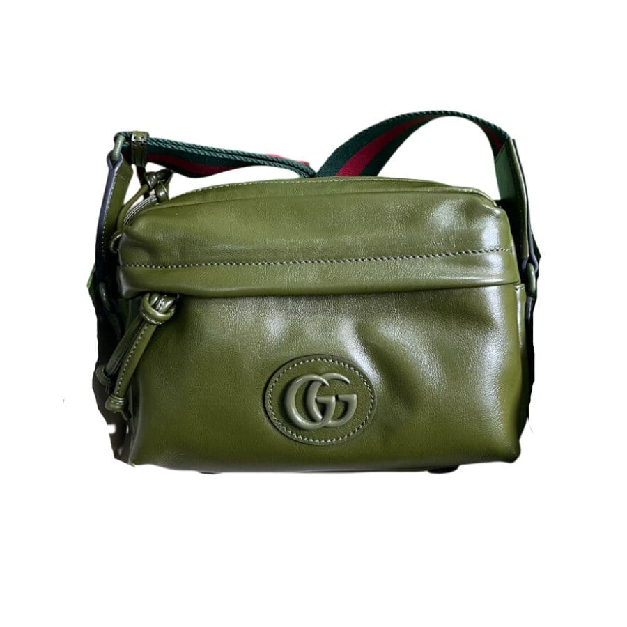 1:1 Replica Gucci Shoulder Tonal Double G Bag Green Khaki/Black For Men 23.3cm/9.2in 725696 AABDH 3353