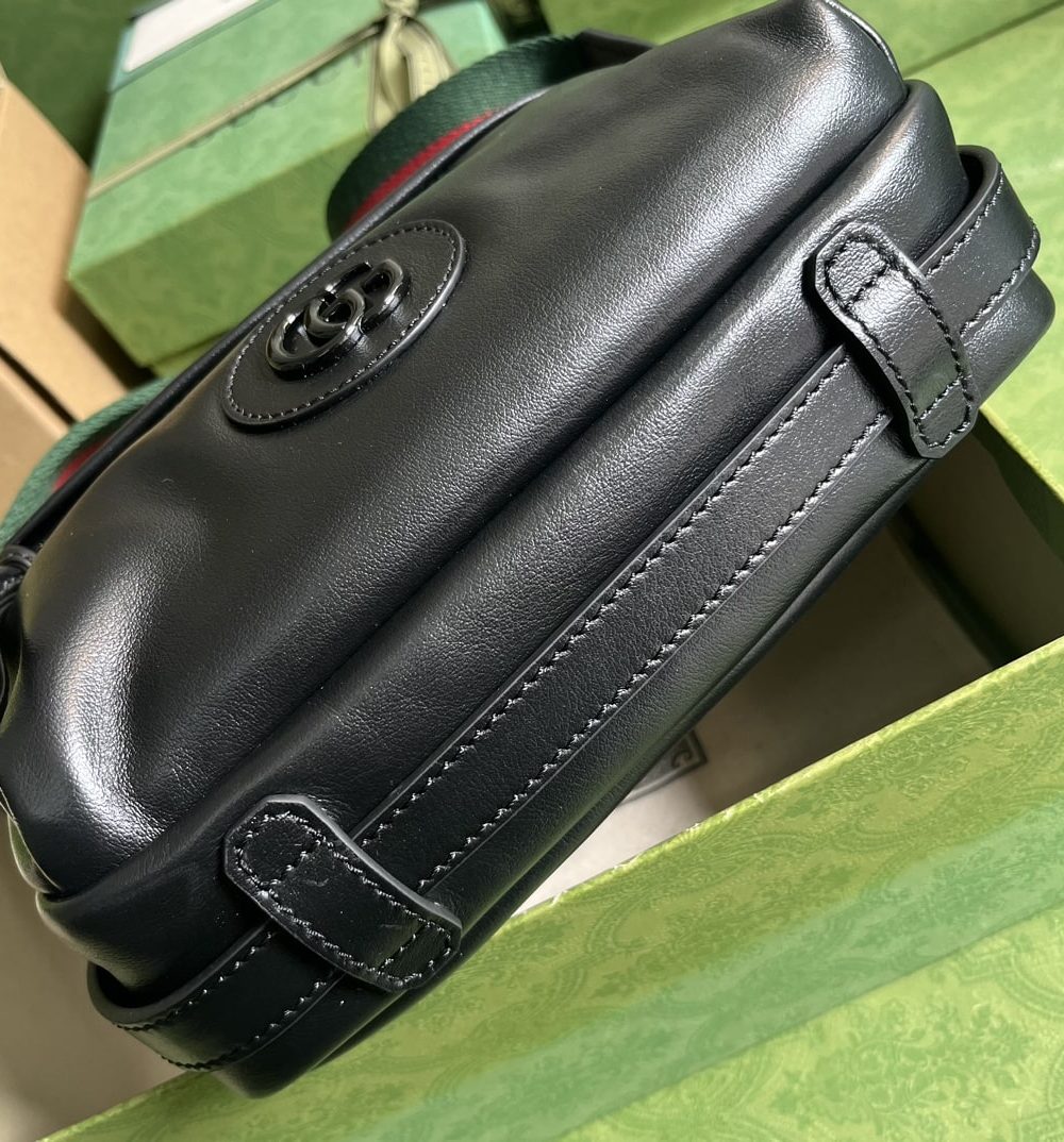 1:1 Replica Gucci Shoulder Tonal Double G Bag Green Khaki/Black For Men 23.3cm/9.2in 725696 AABDH 3353