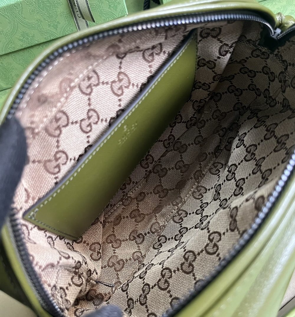 1:1 Replica Gucci Shoulder Tonal Double G Bag Green Khaki/Black For Men 23.3cm/9.2in 725696 AABDH 3353
