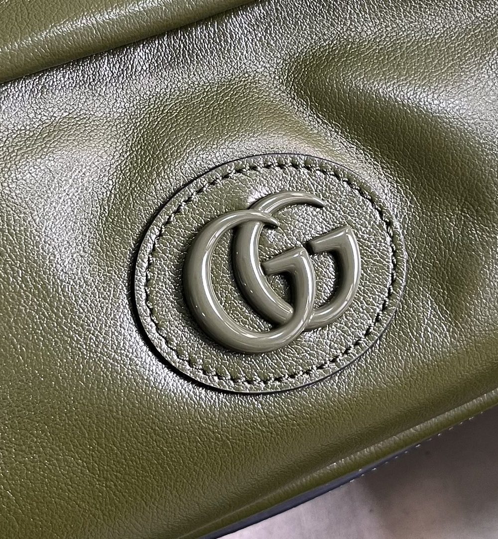 1:1 Replica Gucci Shoulder Tonal Double G Bag Green Khaki/Black For Men 23.3cm/9.2in 725696 AABDH 3353