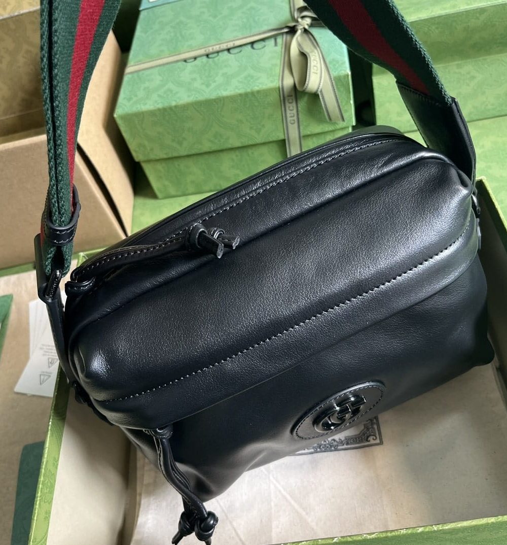 1:1 Replica Gucci Shoulder Tonal Double G Bag Green Khaki/Black For Men 23.3cm/9.2in 725696 AABDH 3353