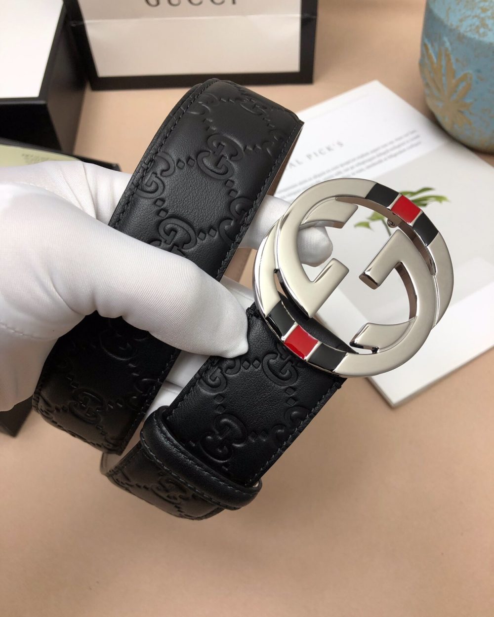 1:1 Replica Gucci Signature Belt Black For Women, Women Belt 411924 CWC1N 1000