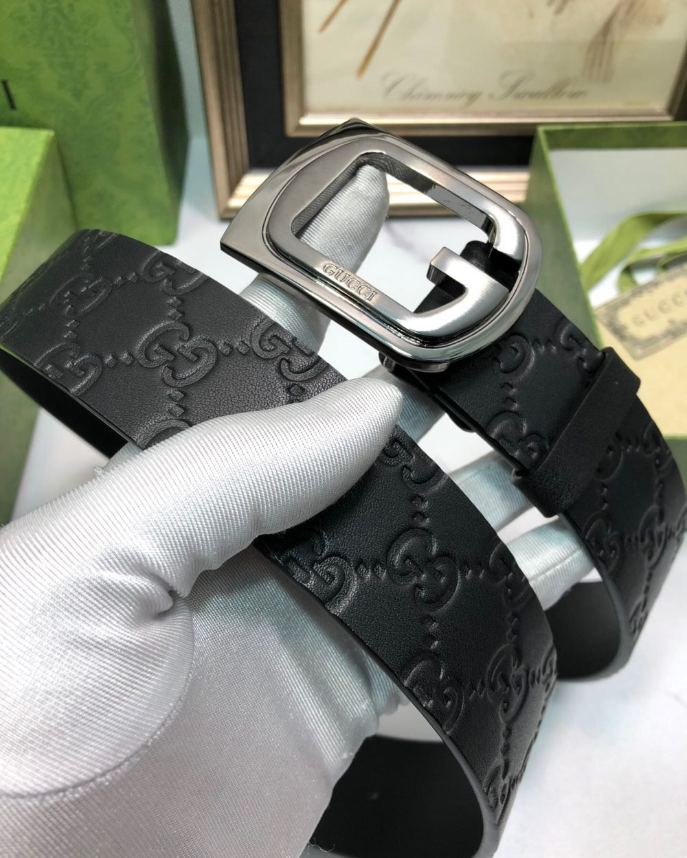 1:1 Replica Gucci Signature Belt Black For Women, Women Belt