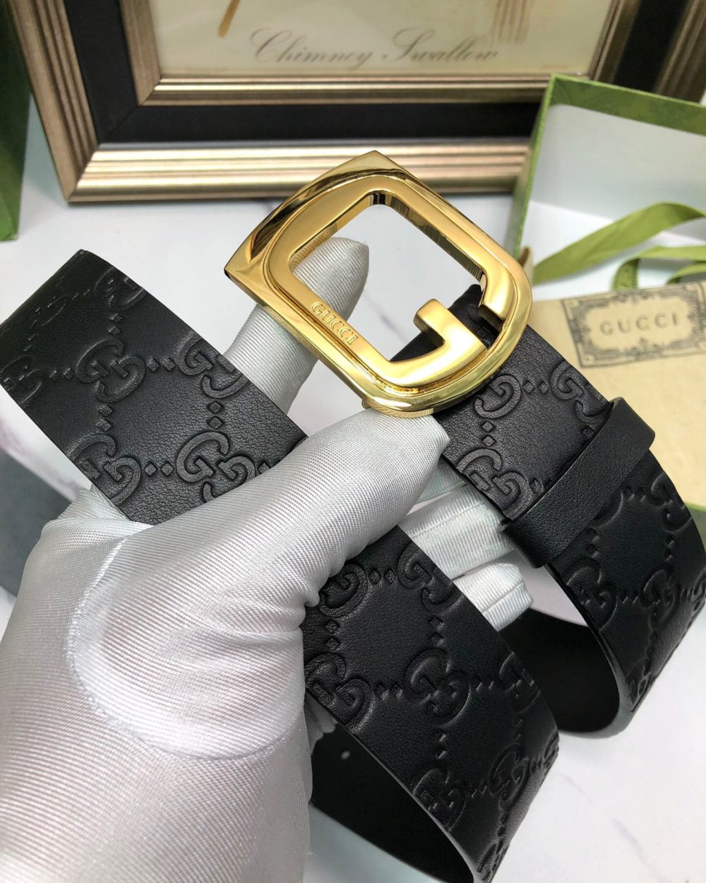 1:1 Replica Gucci Signature Belt Black For Women, Women Belt