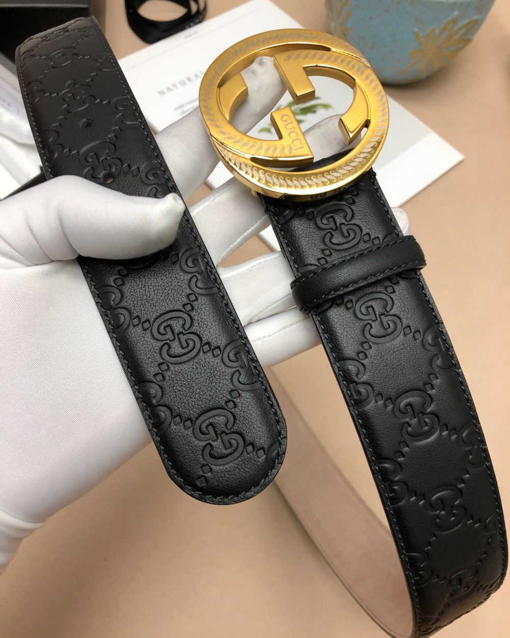 1:1 Replica Gucci Signature Belt Black For Women, Women Belt
