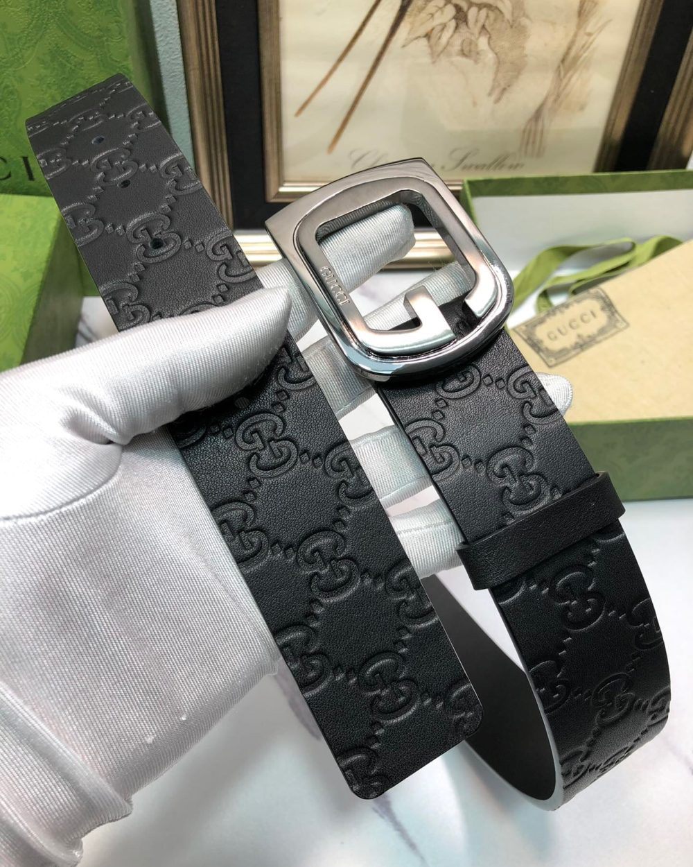 1:1 Replica Gucci Signature Belt Black For Women, Women Belt