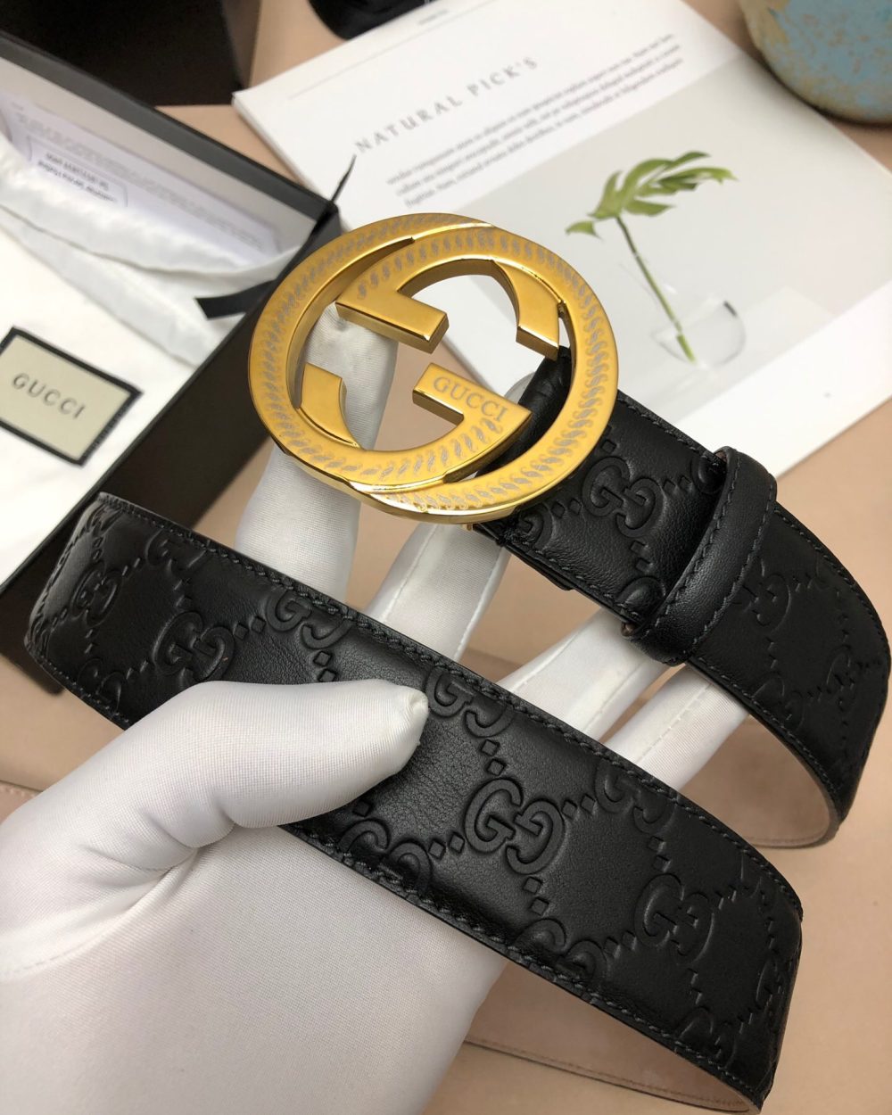 1:1 Replica Gucci Signature Belt Black For Women, Women Belt