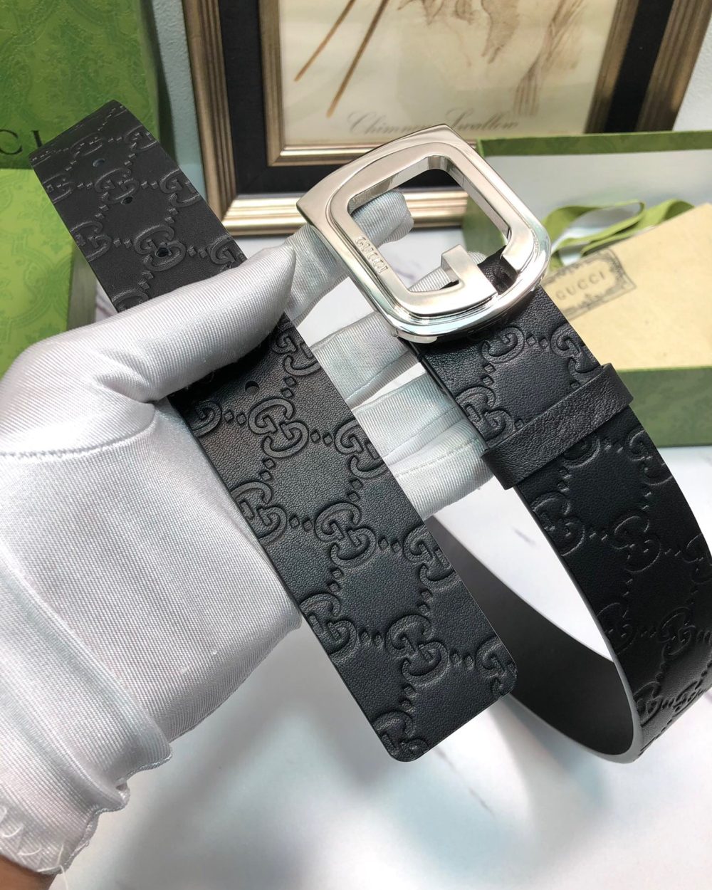 1:1 Replica Gucci Signature Belt Black For Women, Women Belt