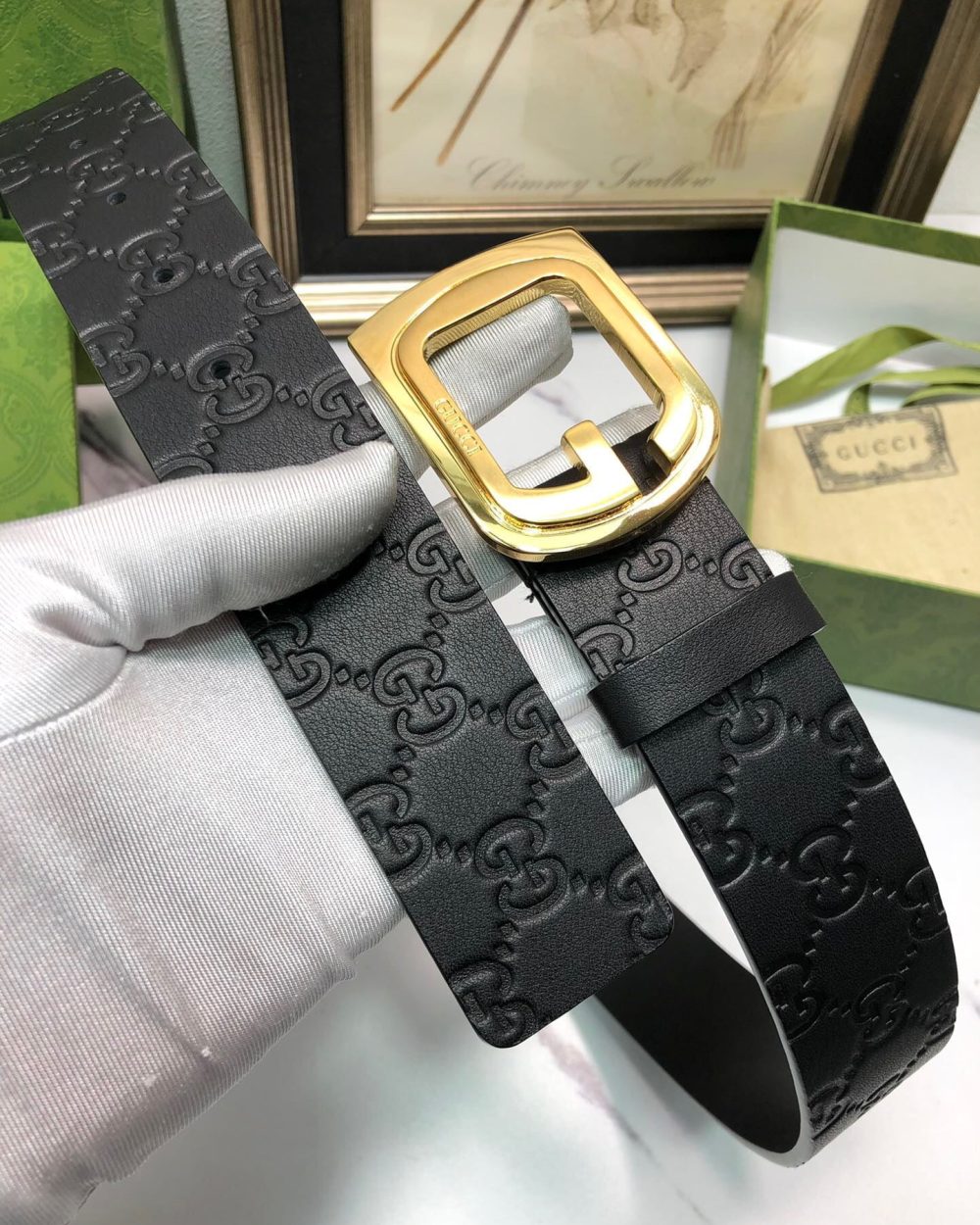 1:1 Replica Gucci Signature Belt Black For Women, Women Belt