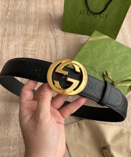 1:1 Replica Gucci Signature Belt Black GG, Women Belt ‎370543 CWC1G 1000