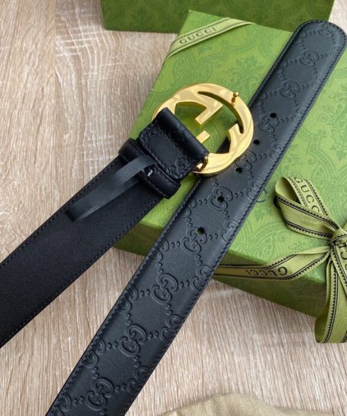 1:1 Replica Gucci Signature Belt Black GG, Women Belt ‎370543 CWC1G 1000