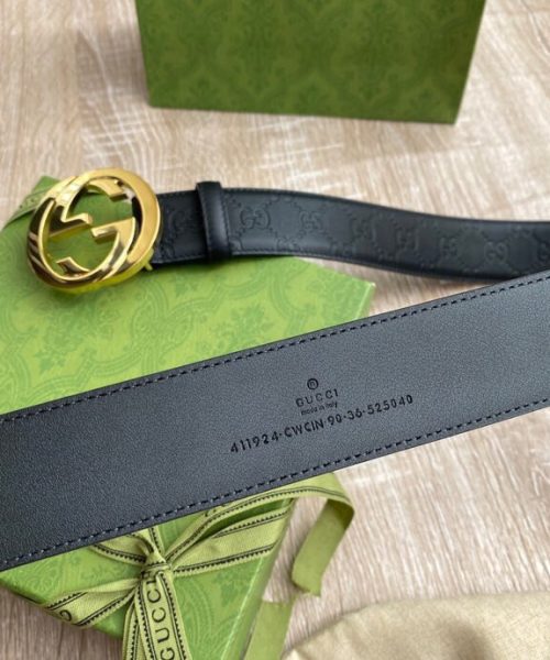 1:1 Replica Gucci Signature Belt Black GG, Women Belt ‎370543 CWC1G 1000