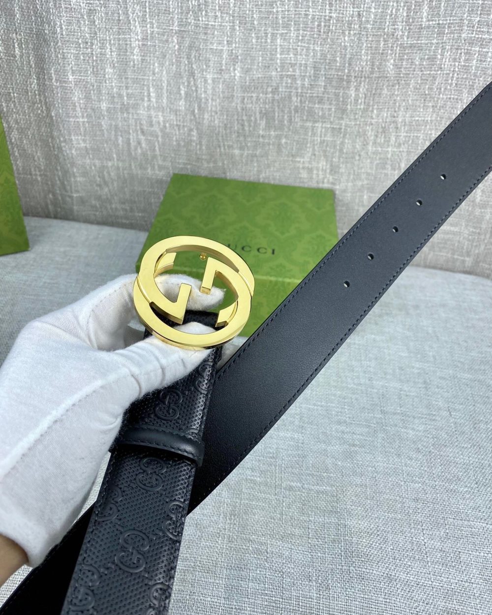 1:1 Replica Gucci Signature Belt Black GG, Women Belt 370543 CWC1G 1000