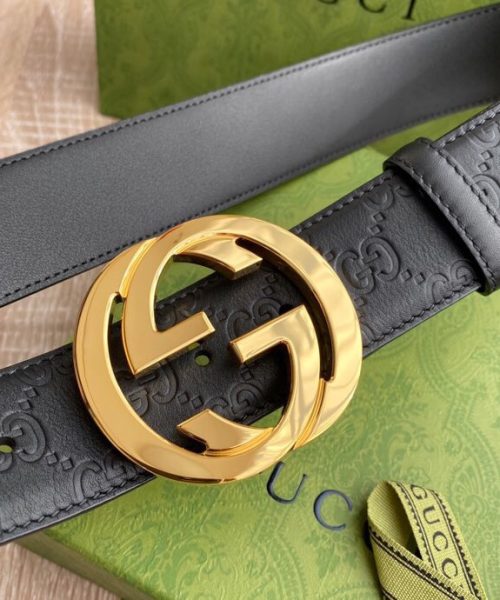 1:1 Replica Gucci Signature Belt Black GG, Women Belt ‎370543 CWC1G 1000