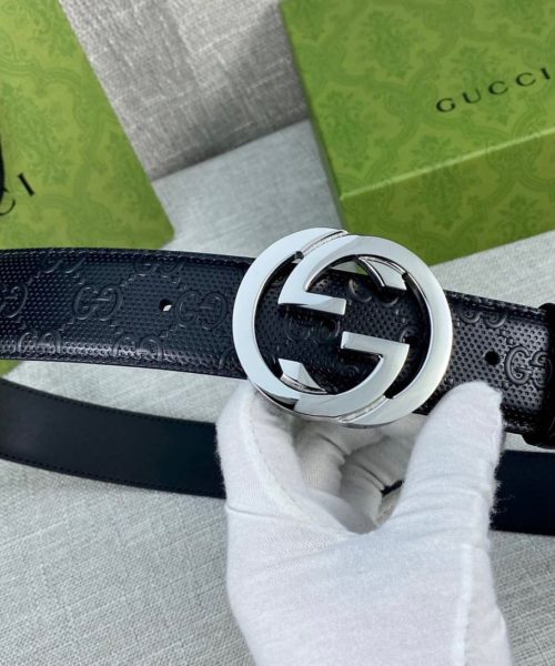 1:1 Replica Gucci Signature Belt Black GG, Women Belt ‎411924 CWC1N 1000