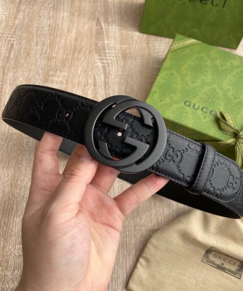 1:1 Replica Gucci Signature Belt Black GG, Women Belt 411924