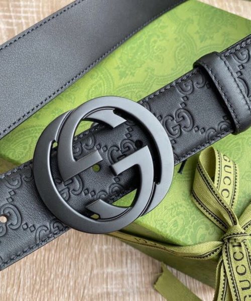 1:1 Replica Gucci Signature Belt Black GG, Women Belt 411924