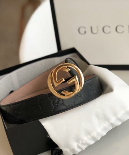 1:1 Replica Gucci Signature Belt Black/Cream GG, Women Belt 370543