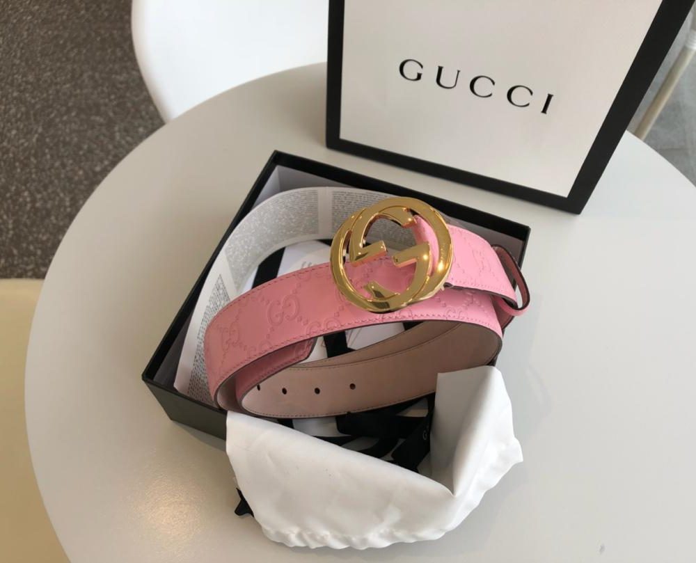 1:1 Replica Gucci Signature Belt Pink/Cream GG, Women Belt 370543